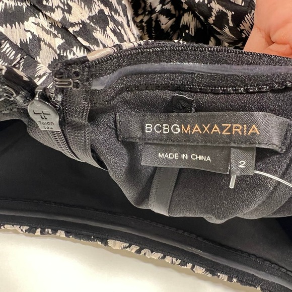 NEW! BCBG MAXAZRIA Silk Ikat Floral Strapless Mini Dress 2 Black Tie Front $260 - Picture 8 of 9